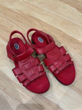 Vintage Red Leather Strappy Sandals (8)